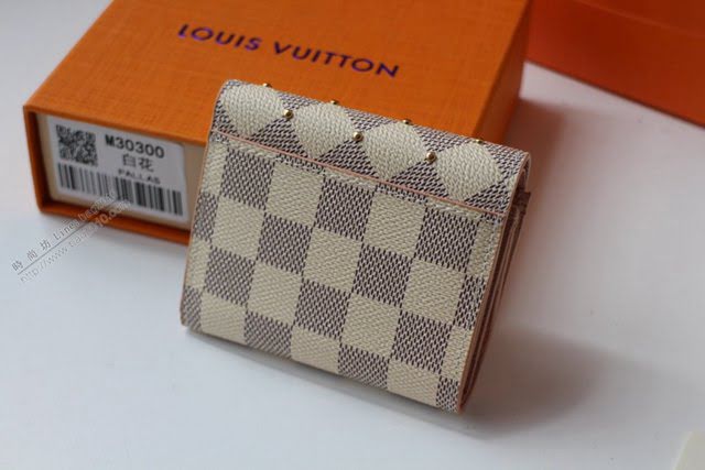 lv錢包 N60251 鉚釘嵌飾 Damier Azur帆布 Zoé錢夾 lv翻蓋短錢包  lvqb1509